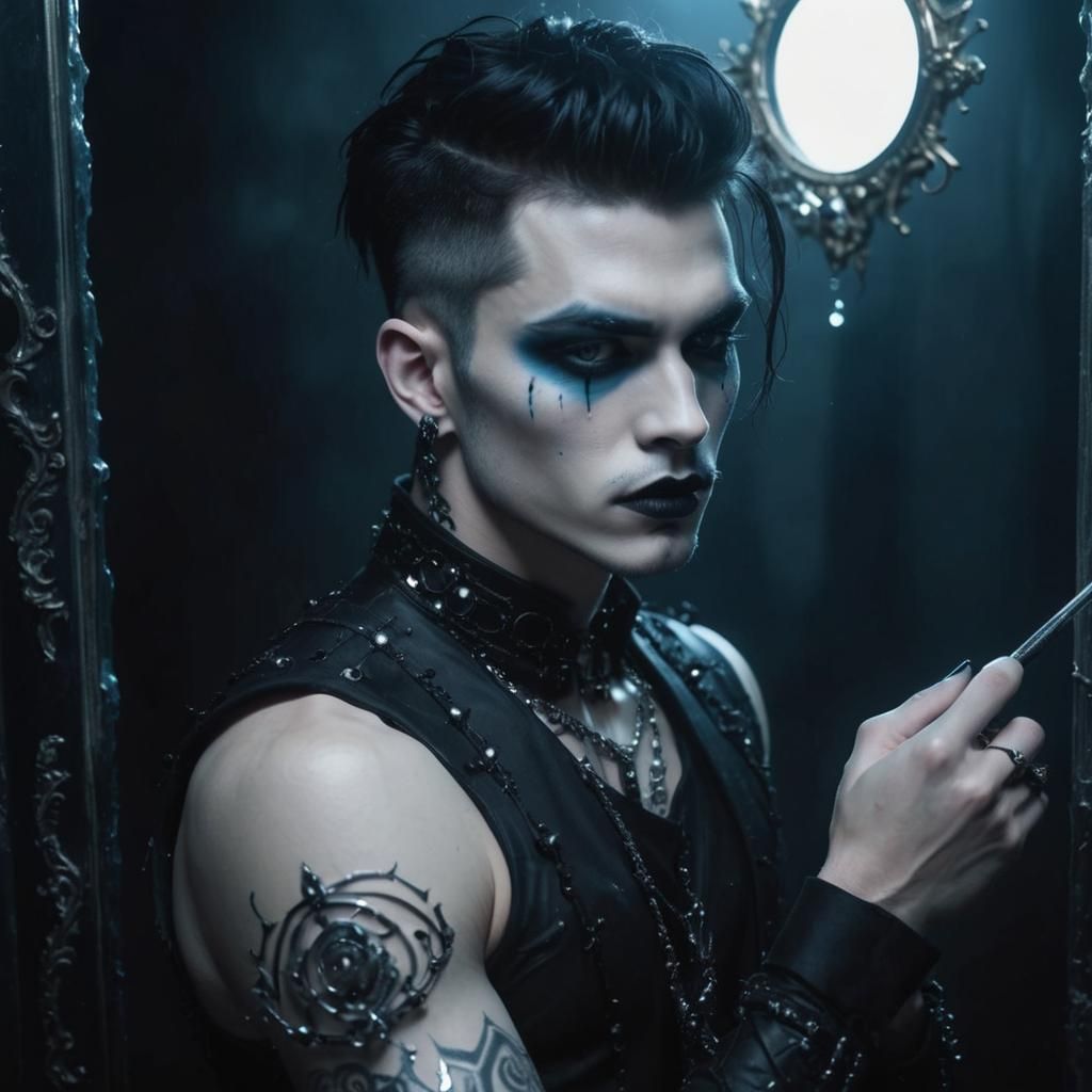 Gothic guy with silver ornaments.   by @spacy