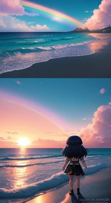 so cool   Ink Drawings ,  Chibi  Stunning Beach Sunsets , in...