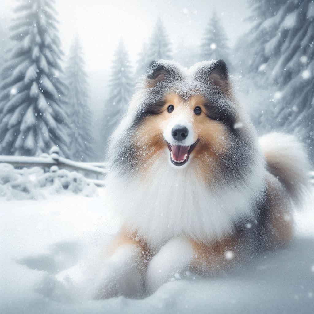 Collie in the snow