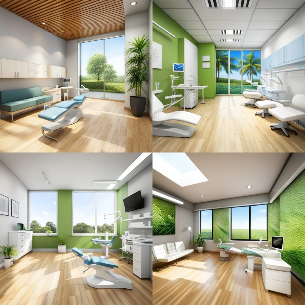 dentist practice, ecology, sunny, healthy environment, interior view
