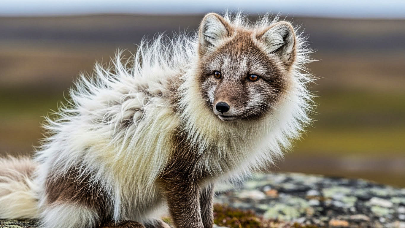 Artic Fox changing from winter to summer coat