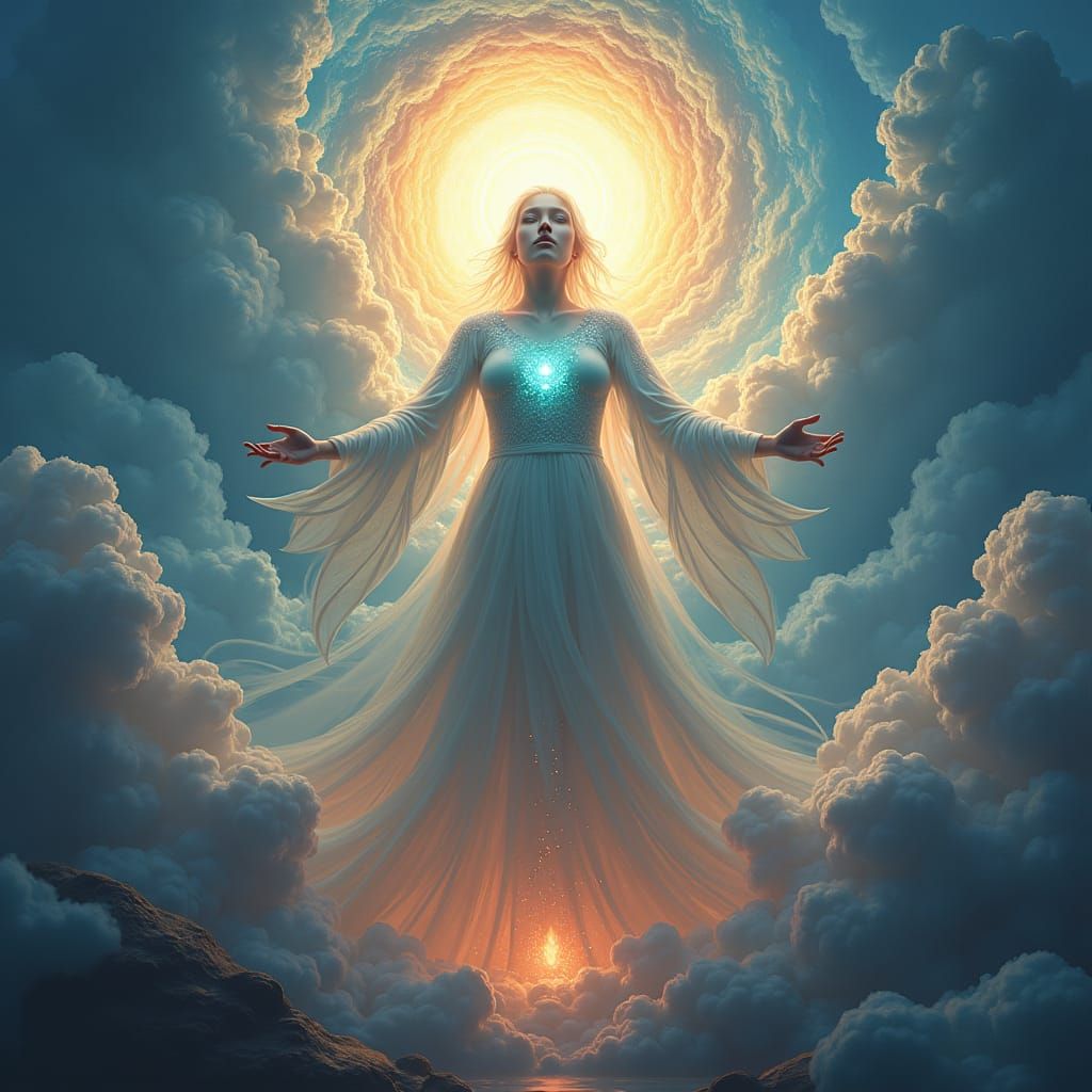 Mystical Being Radiating Energy in Dreamscape