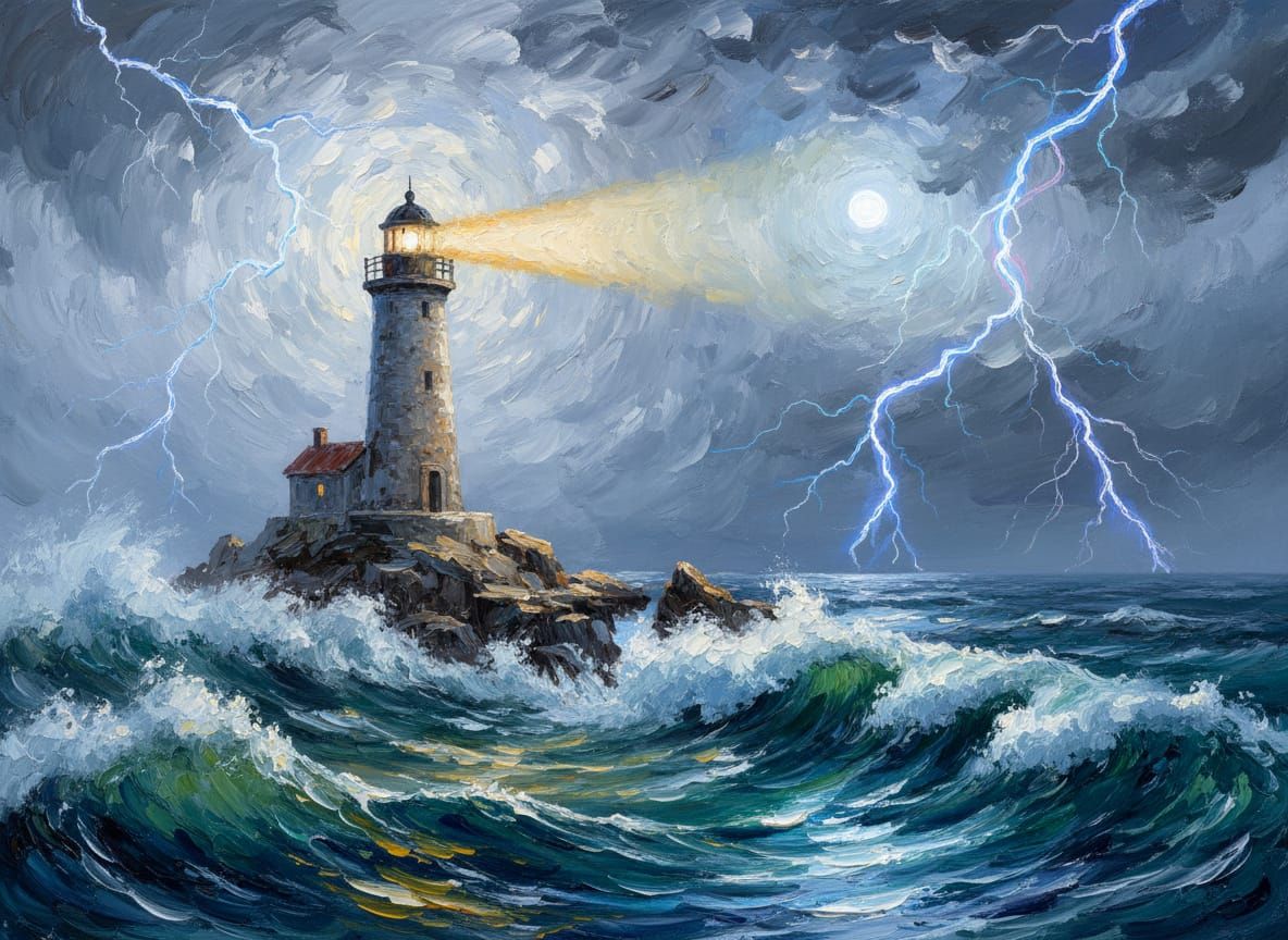 Animated storm, sky, and ocean.