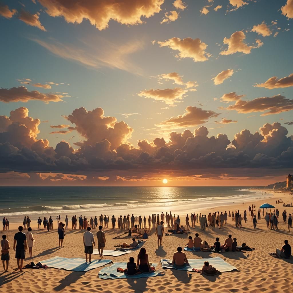Golden Sunset Beach: A Digital Impressionist Masterpiece