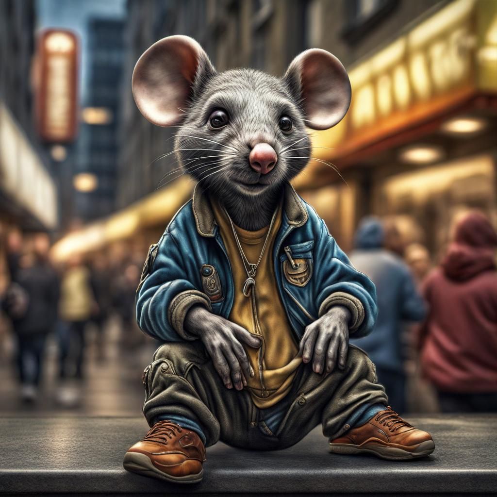 Maus in Hip-Hop-Kleidung