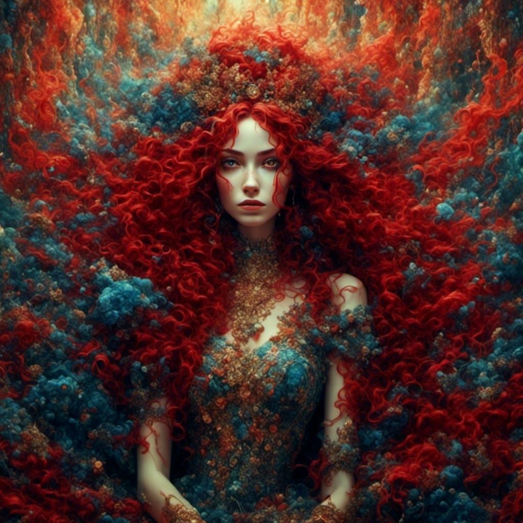 Hyperrealistic Blood Portrait with Moody Ornaments