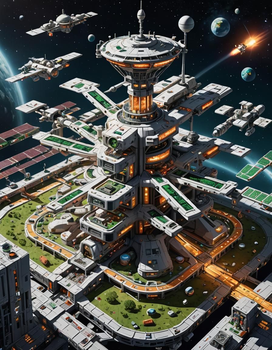 Big orbital spaceport   by @DLSpace