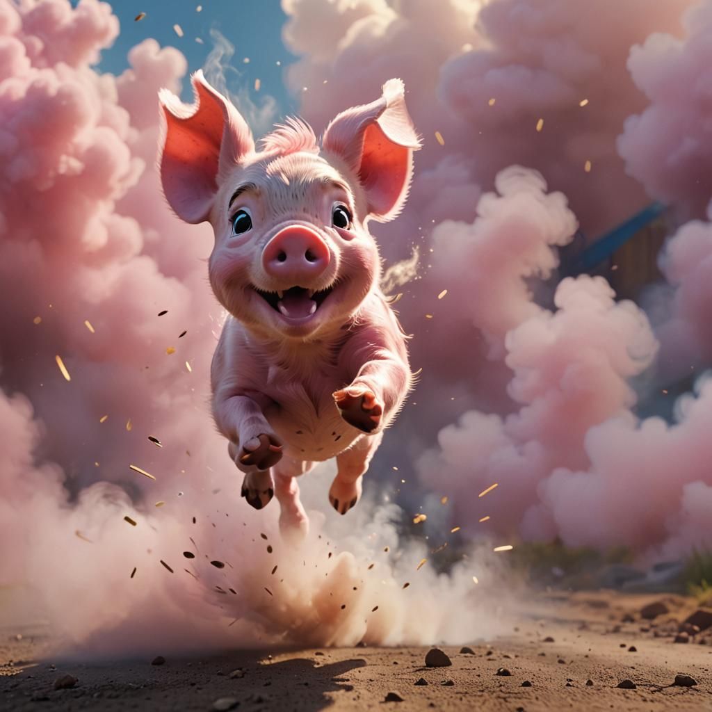 A pink piglet fart