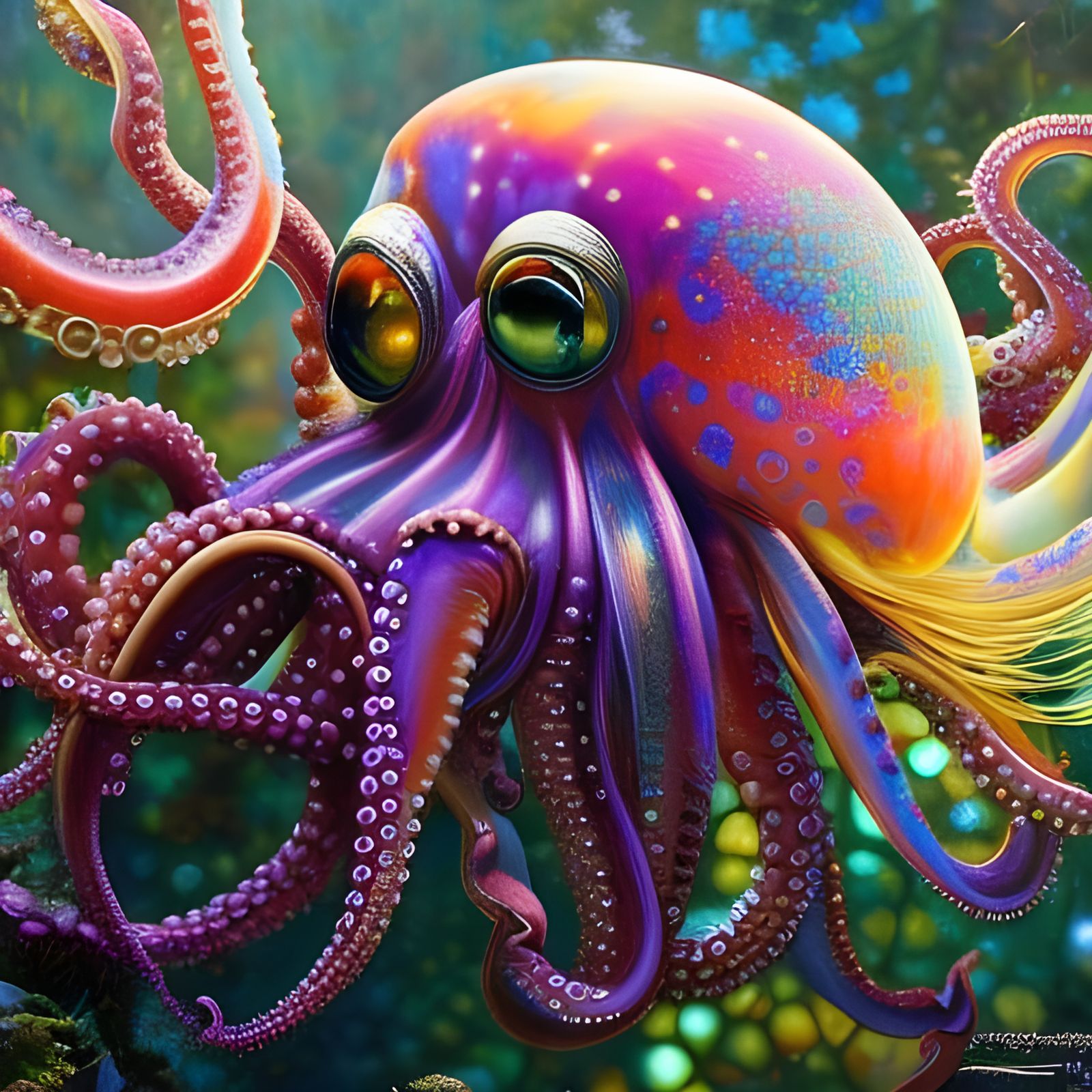 Rainbow Octopus AI Generated Artwork NightCafe Creator