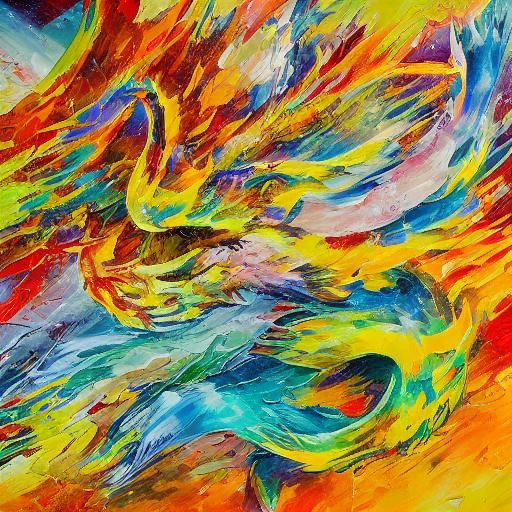 Dragon and Phoenix Training in Fiery Circle