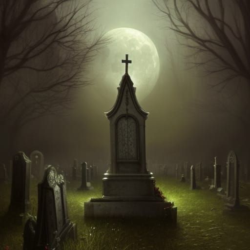 Moonlit cemetery 2