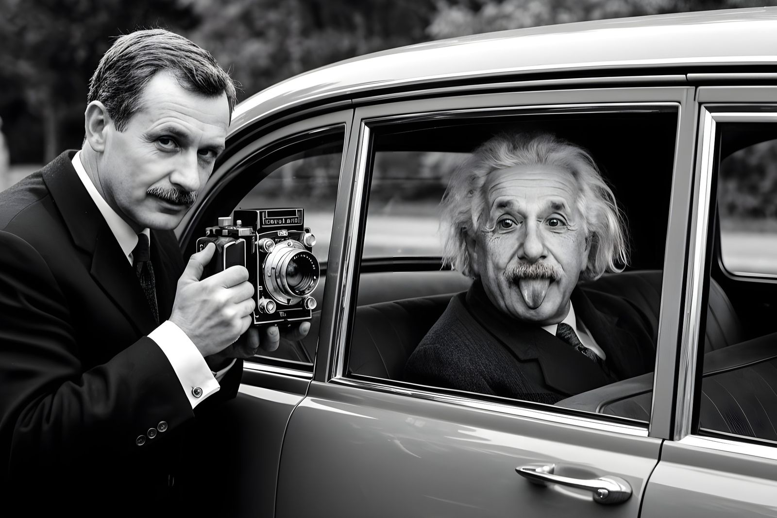 Einstein on his 72nd birthday in 1951 - Arthur Sasse - tribute  by @Gary Murakami