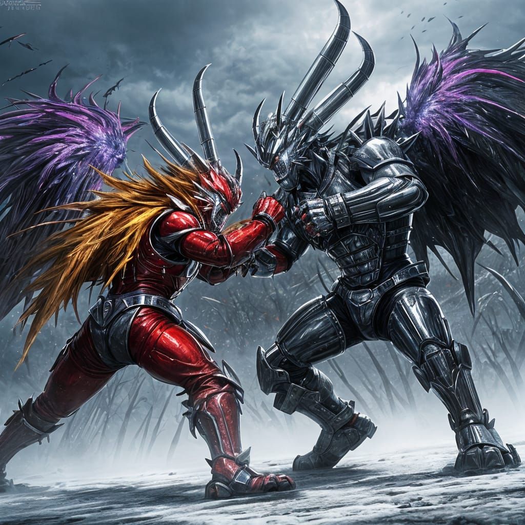 Cyberpunk Alpha Male Showdown on a Chrome World