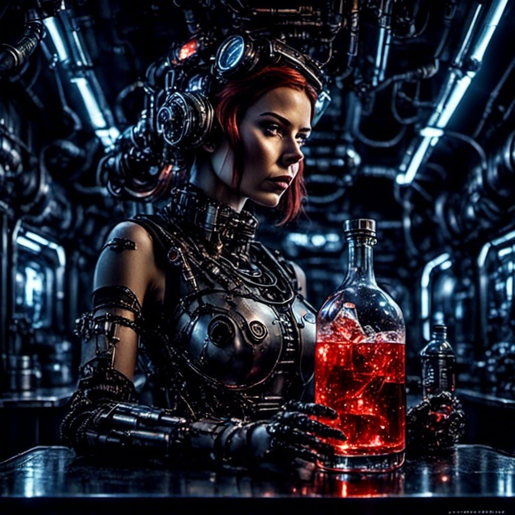 Dark Corridor 656 ⚙️ Biopunk Cyborg Bartender Girl