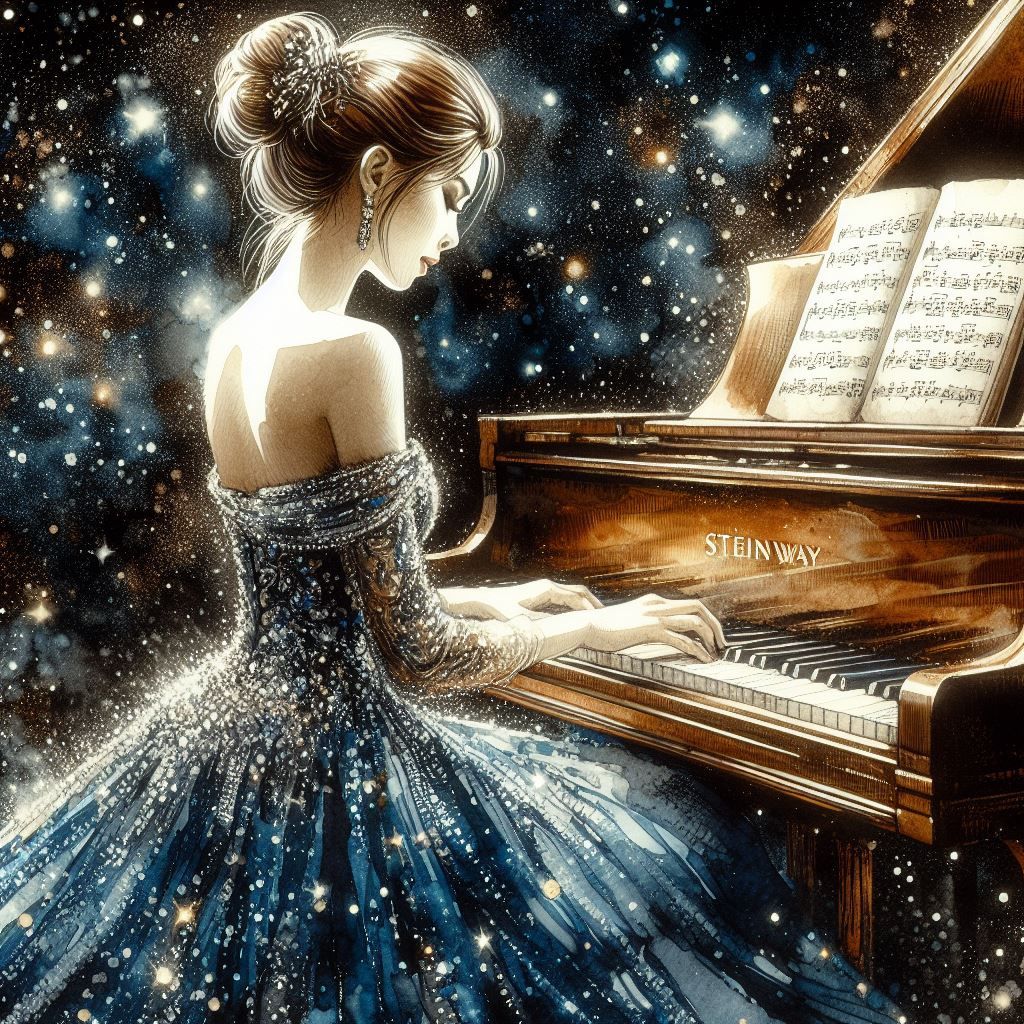 pianist playing a steinway