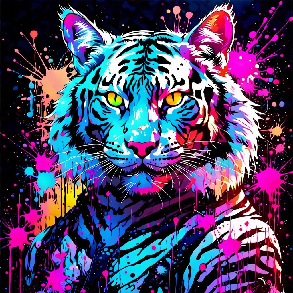 Ink Splat Tiger - AI Generated Artwork - NightCafe Creator