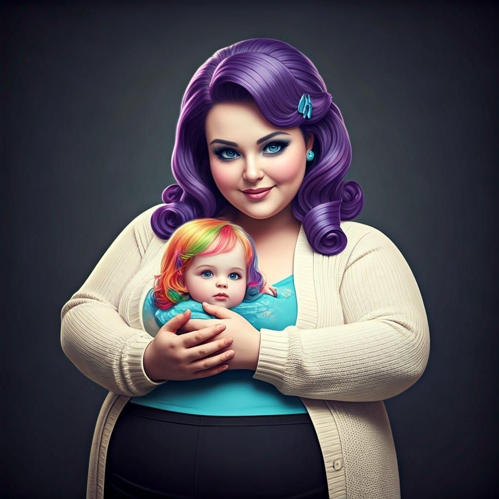 Rarity from My Little Pony Equestria Girls, but she is cradl...