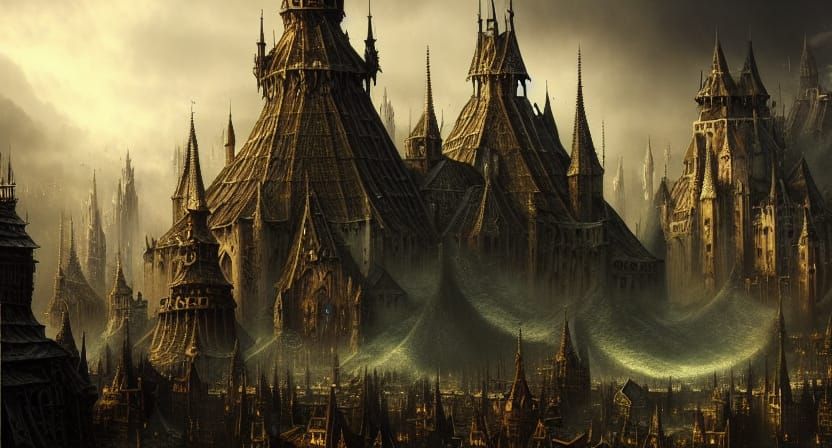 Fantasy mediaeval township Epic cinematic brilliant stunning...