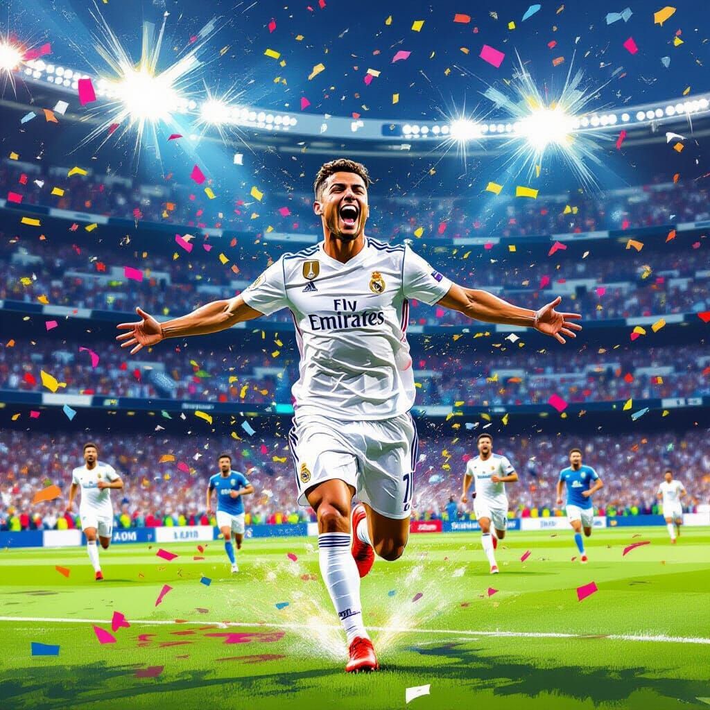  Real Madrid player celebrating scoring a goal   by @rallyman