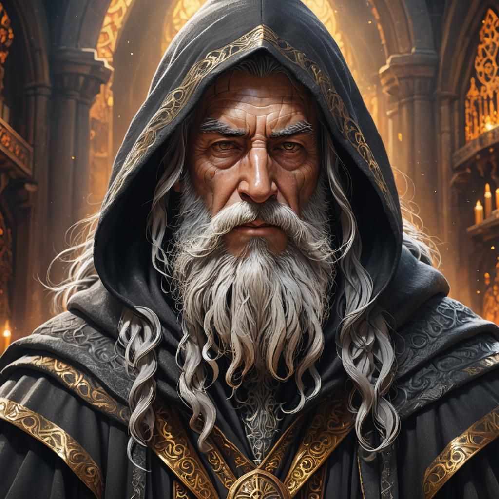 Wizard Plays Mouth Organ in Fantasy Portrait