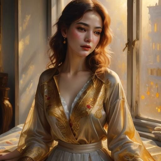 <lora:Woman Lora model:1.0> A woman age 20 wearing silk shirt and trouser 