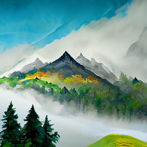 Beautiful misty mountain landscape