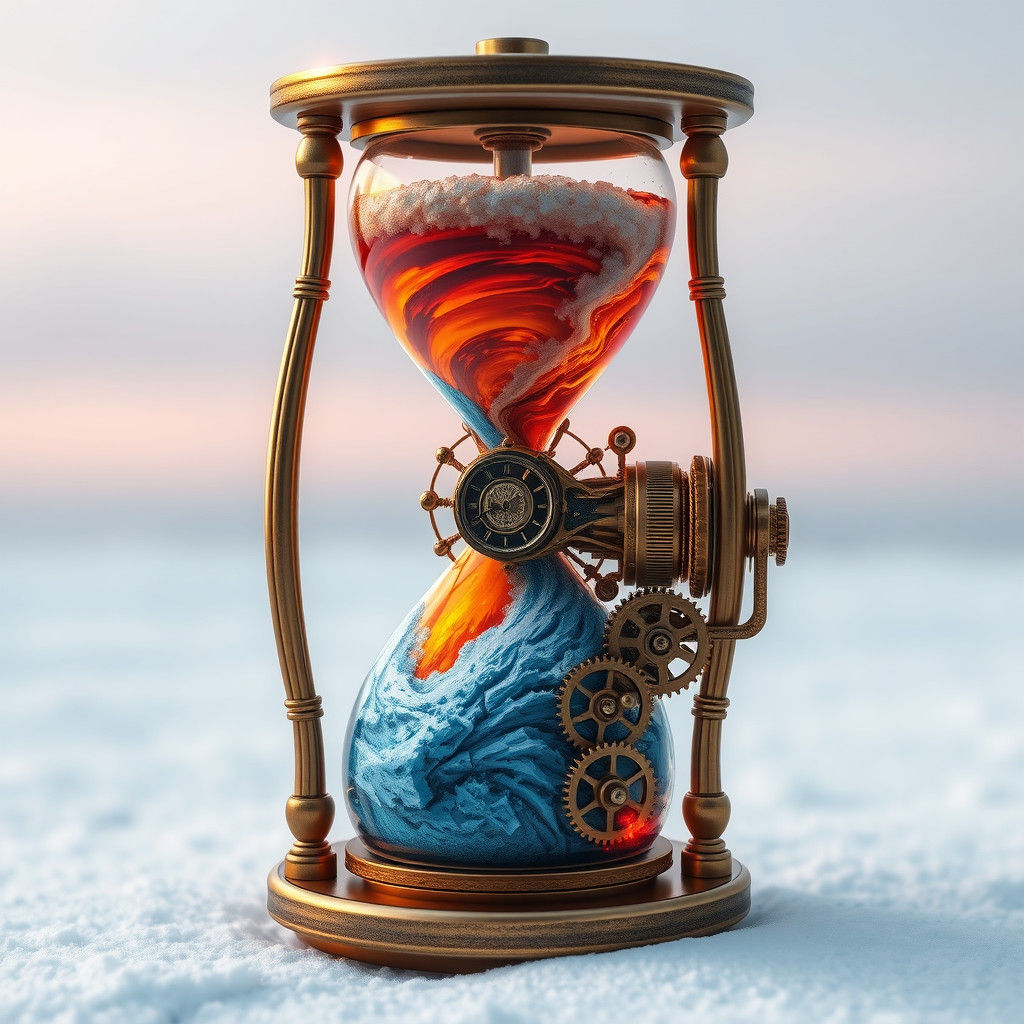 Steampunk Hourglass: Fire and Ice Storms