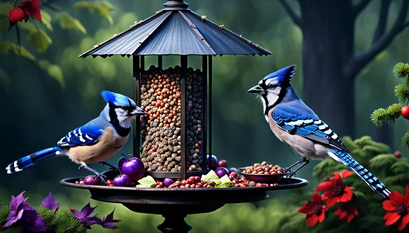 a Blue jay, a male cardinal, A purple Bunting and Baltimore ...