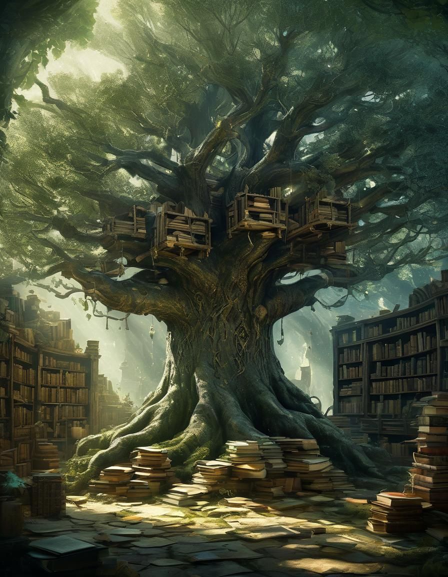 Fantasy Library Hidden in a Tree