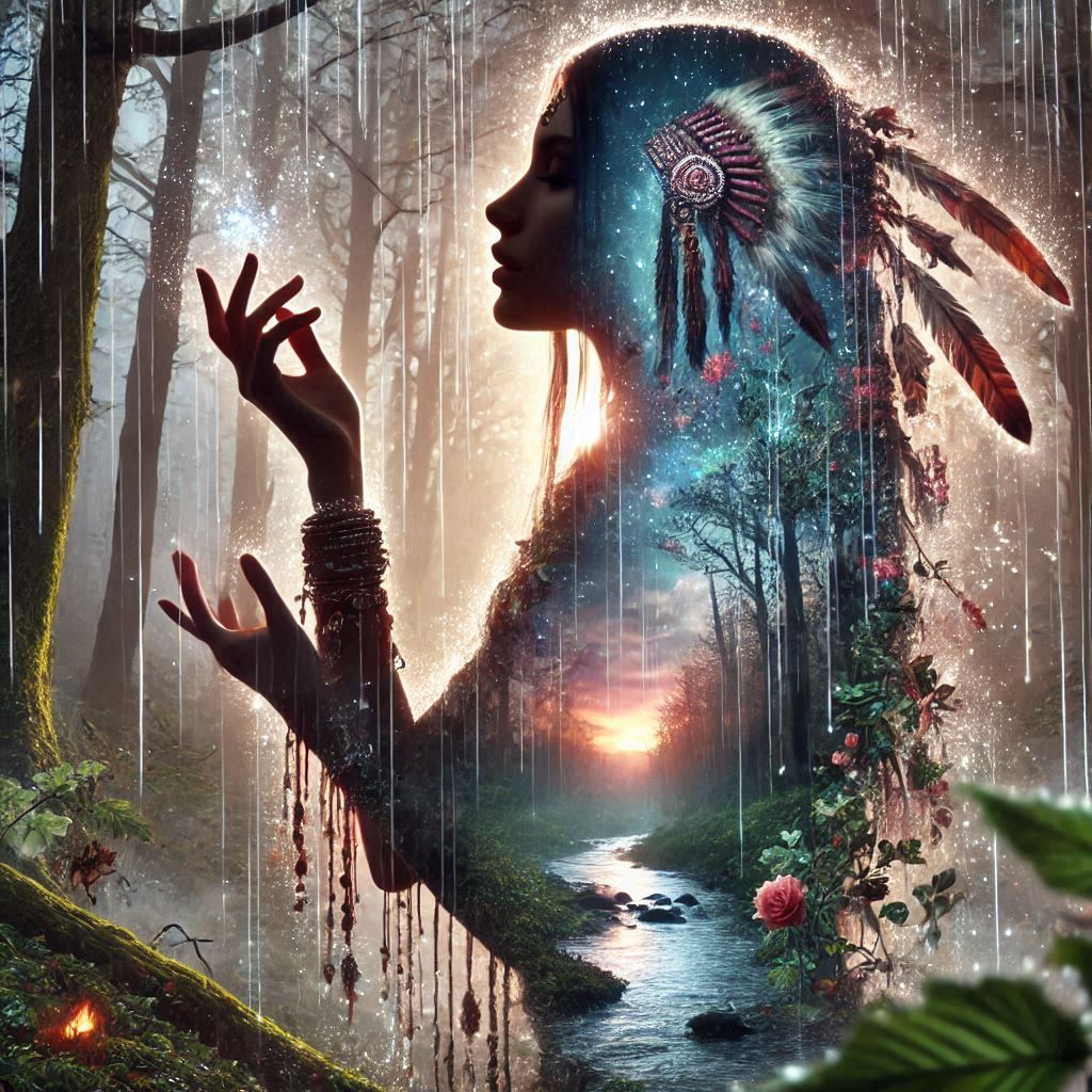 double exposure beautiful fantasy DALL-E 3 portrait landscape..