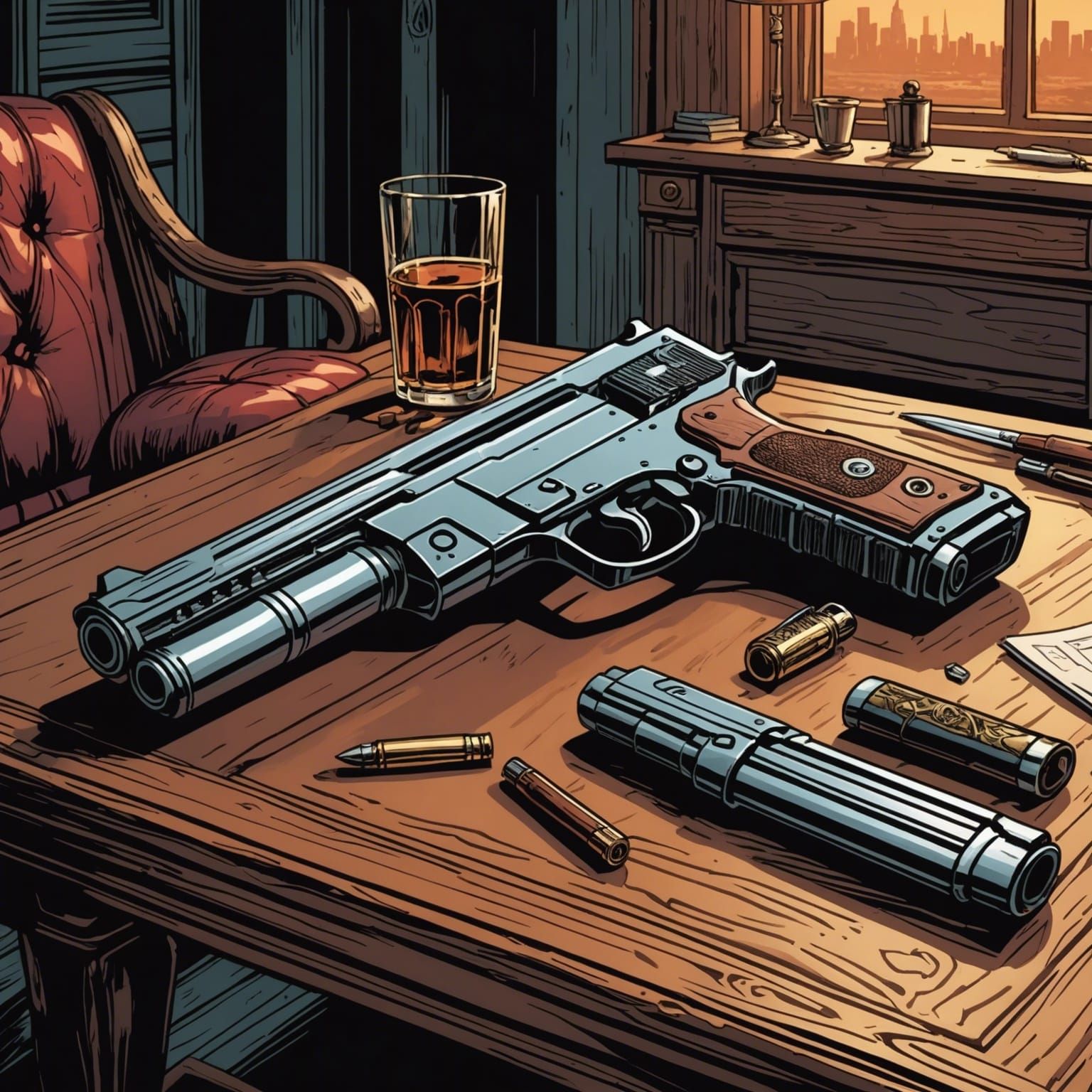 a shotgun on a table