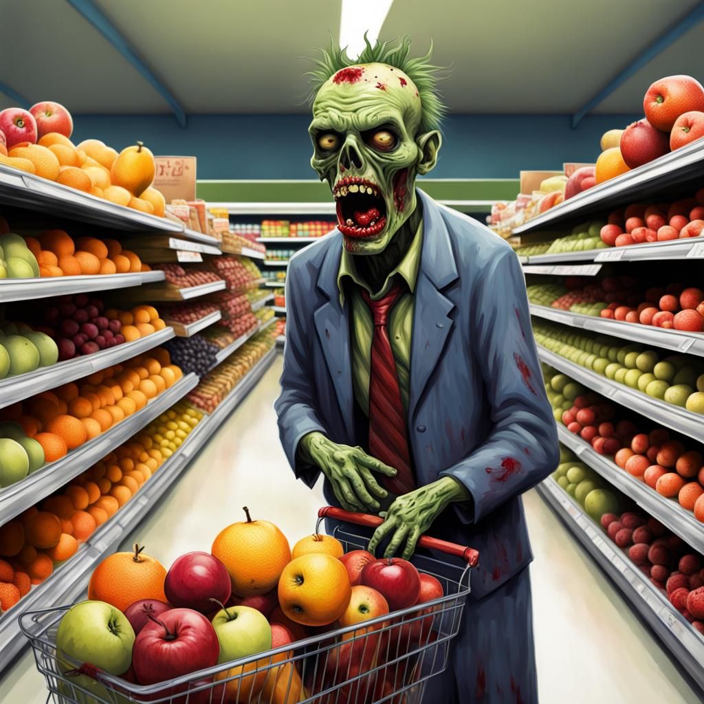 Zombie and Fruit in the Market