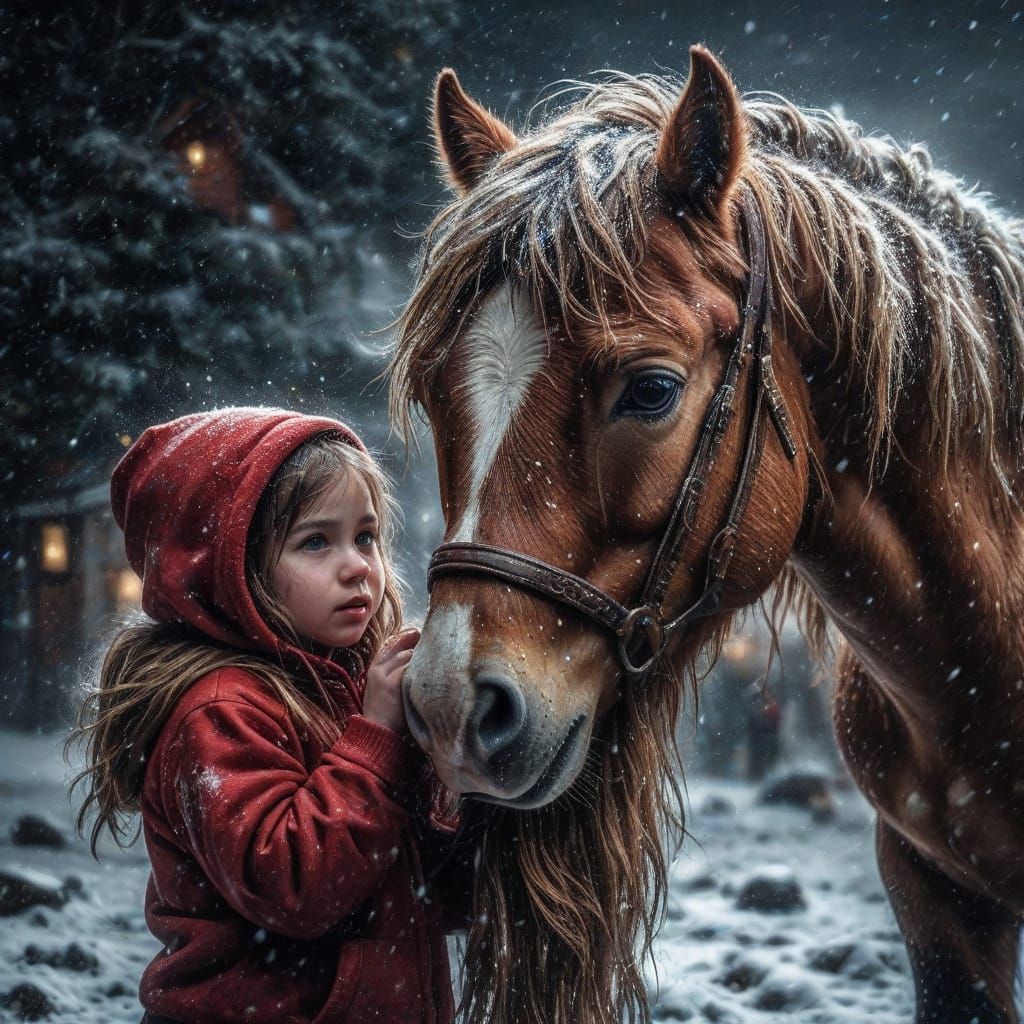 A young girl counting on her friend in a blizzard