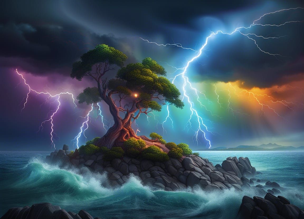 Lightning Crashes AI Generated Artwork NightCafe Creator
