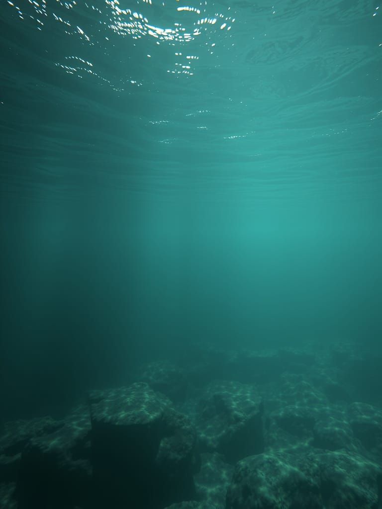 Under water of Ganges river, trending on Artstation Unreal Engine 3D shading shadow depth