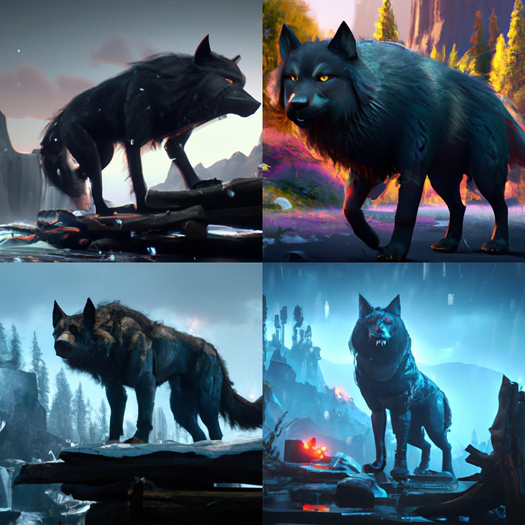 Big Bad Black Wolf AI Generated Artwork NightCafe Creator