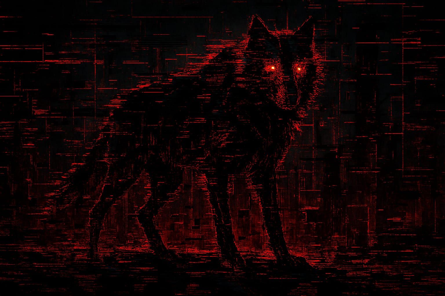 Red Glitch Wolf
