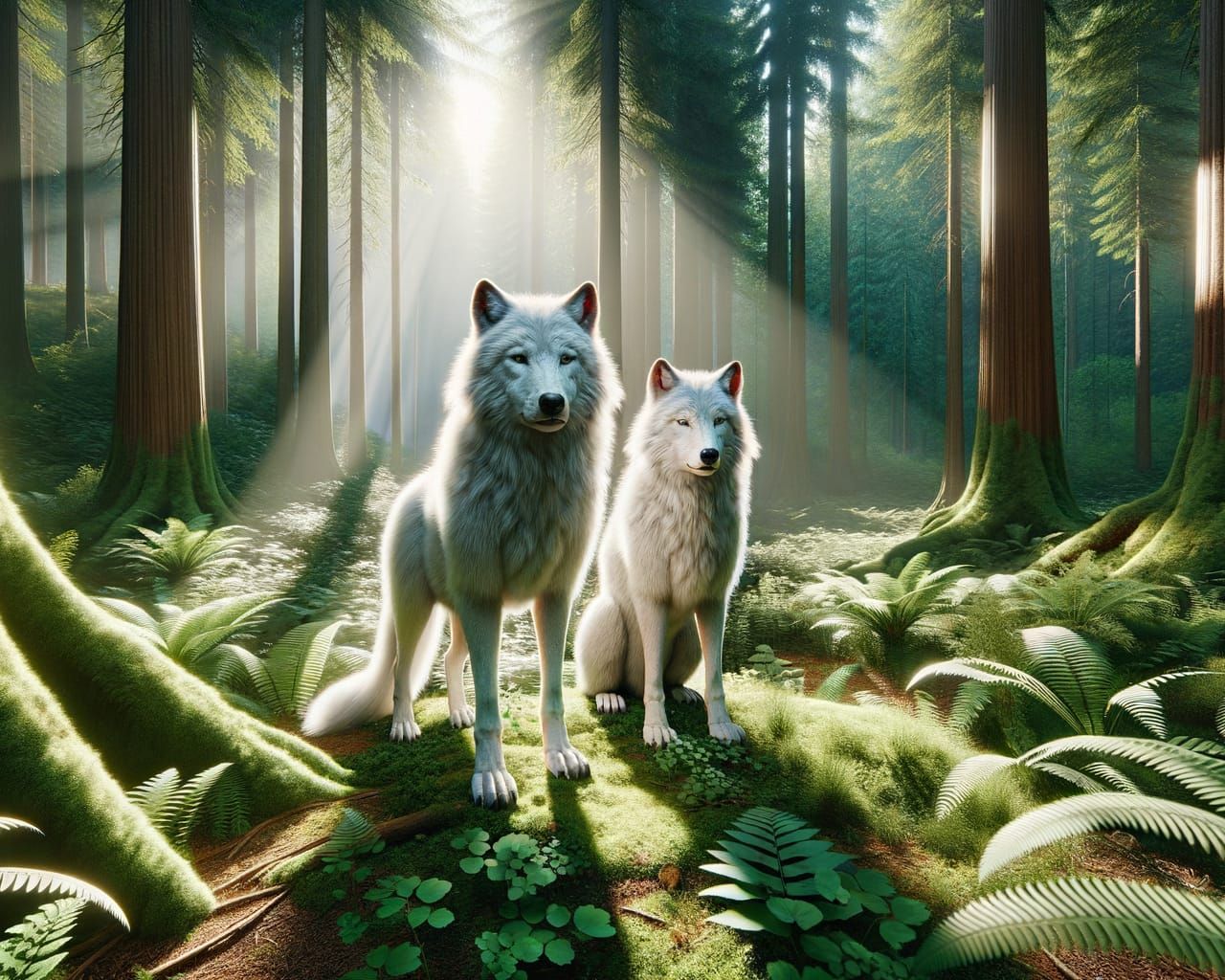 Alaskan white wolves