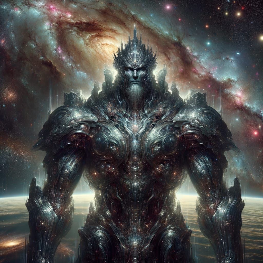 Cosmic Warlord Dominates the Galaxy in Futuristic Armor