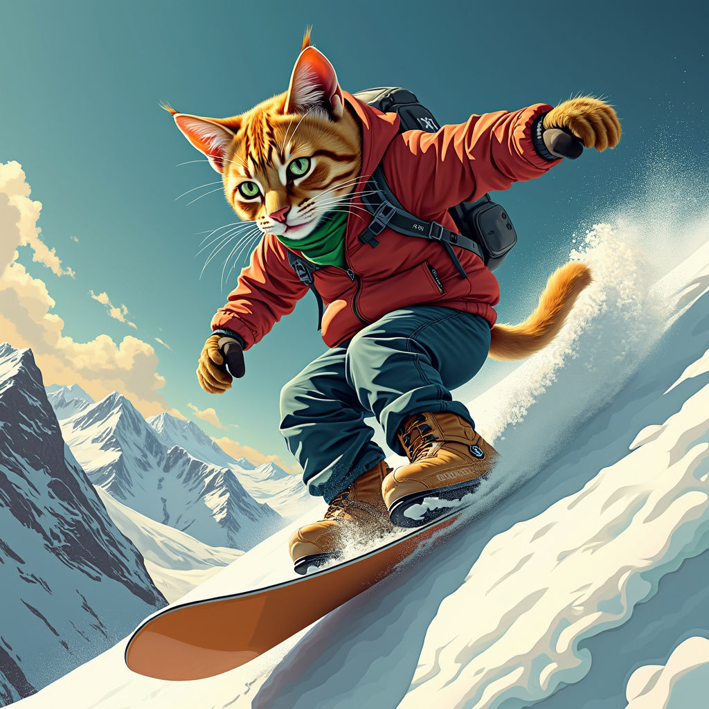 Snowboard cat