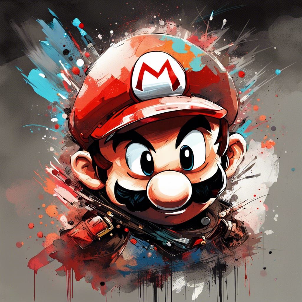 Head and shoulders portrait of Super Mario as an assassin, chibi ...