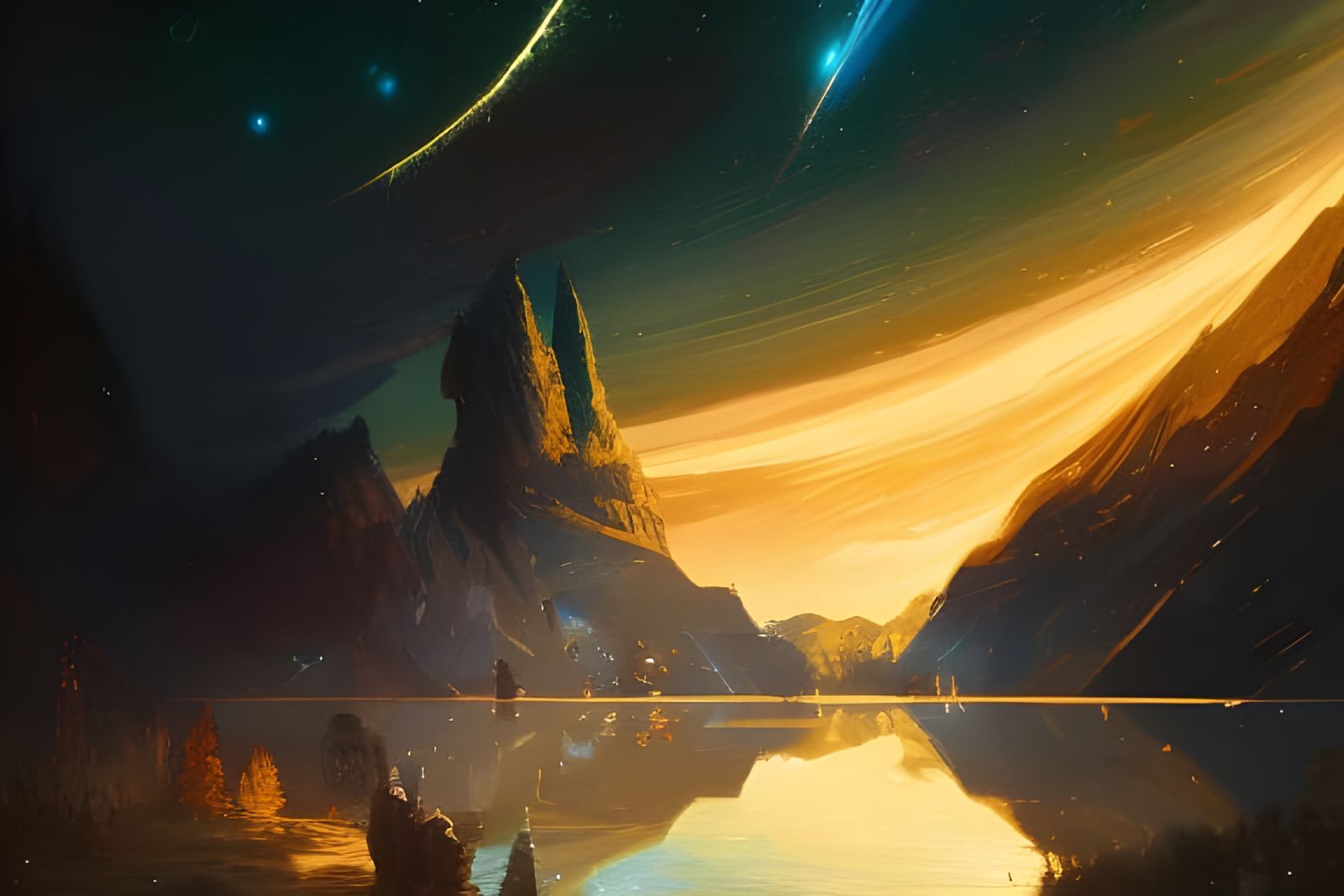 Starry Night, 8k resolution concept art by Greg Rutkowski dy...