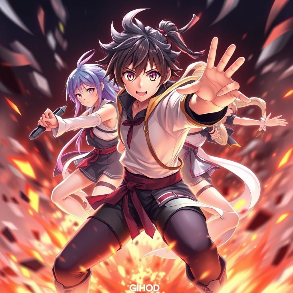 Explosive Anime Action   by @JokeStirrer