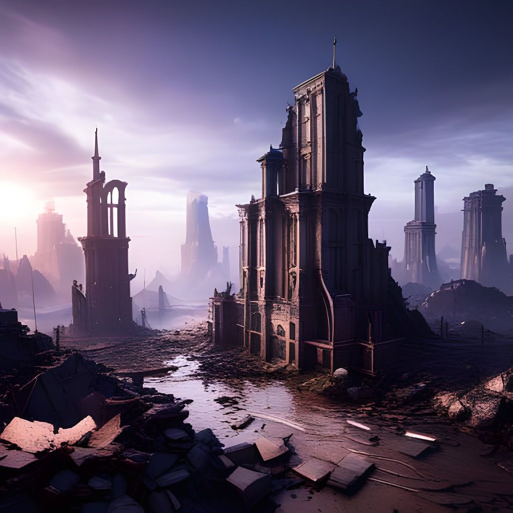 Landscape of an abandoned ruined city