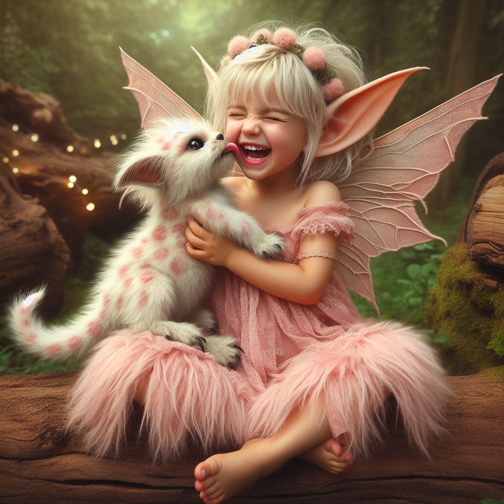 Young fairy and her baby dragon