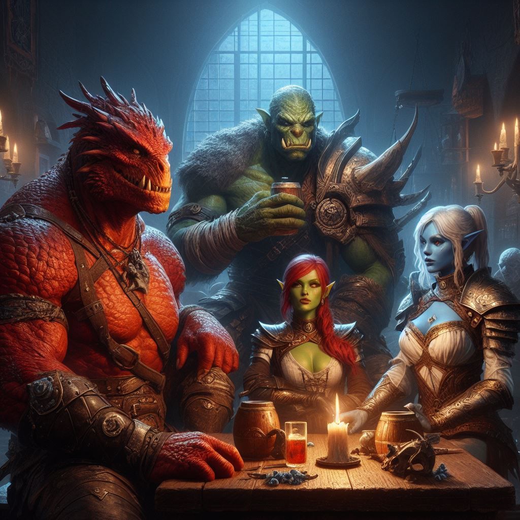 A knight in the Drunken Unicorn tavern