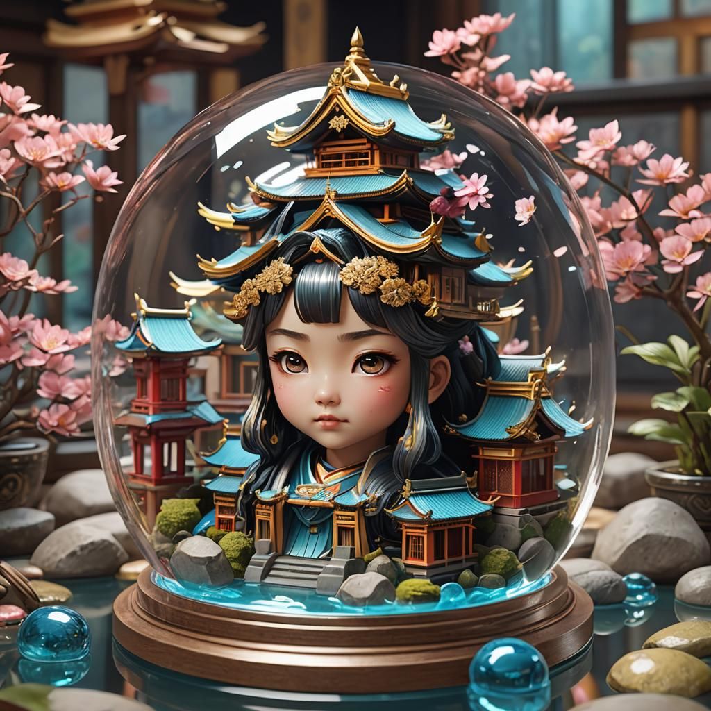 miniature cute Japanese temple inside