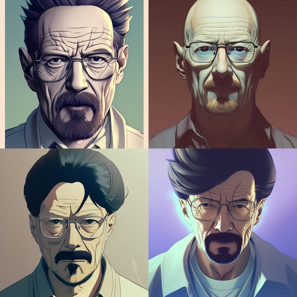 portrait Anime man as Walter White. fine-face, pretty face, realistic shaded  Perfect face, fine details. Anime. realistic shaded lighting by... - AI  Generated Artwork - NightCafe Creator