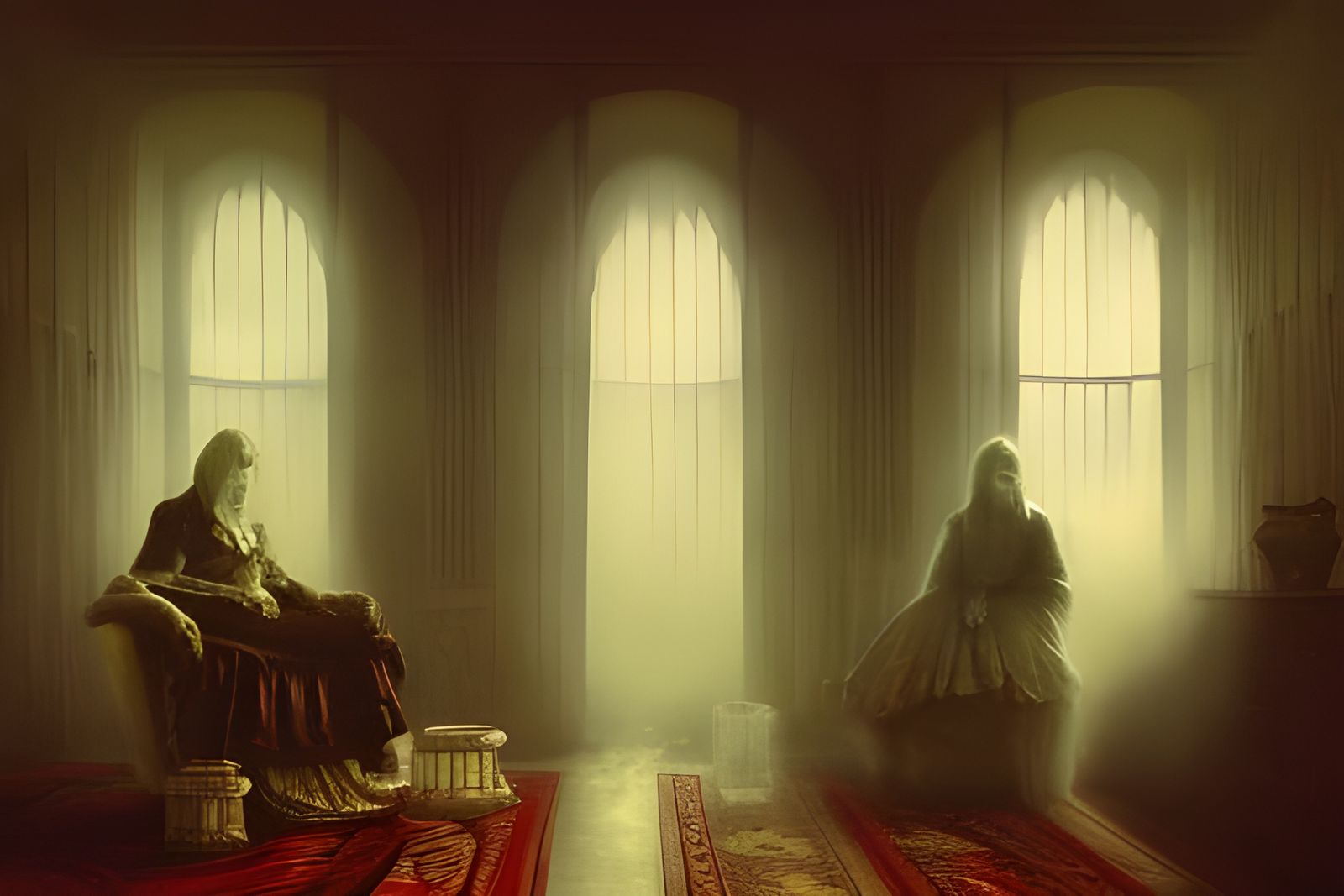 Translucent Victorian Ghosts Having Tea