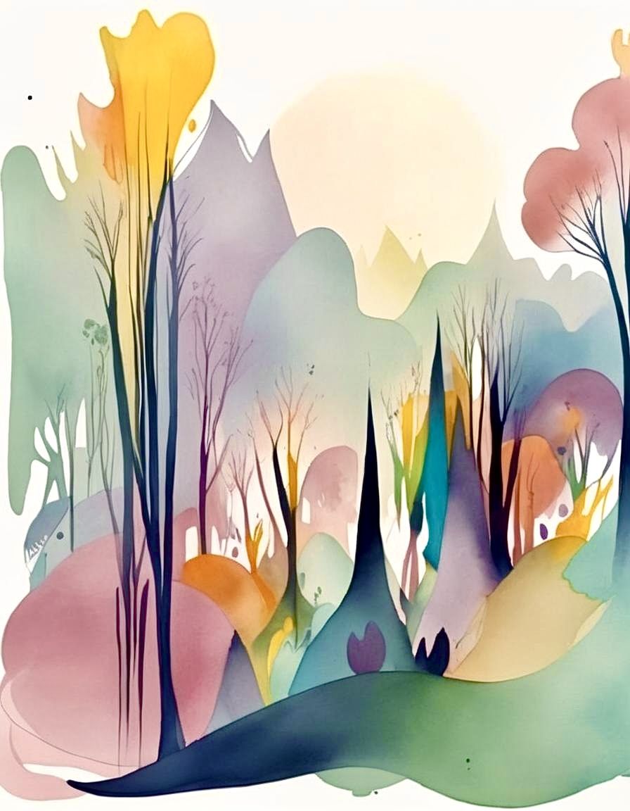 Abstract watercolor landscape